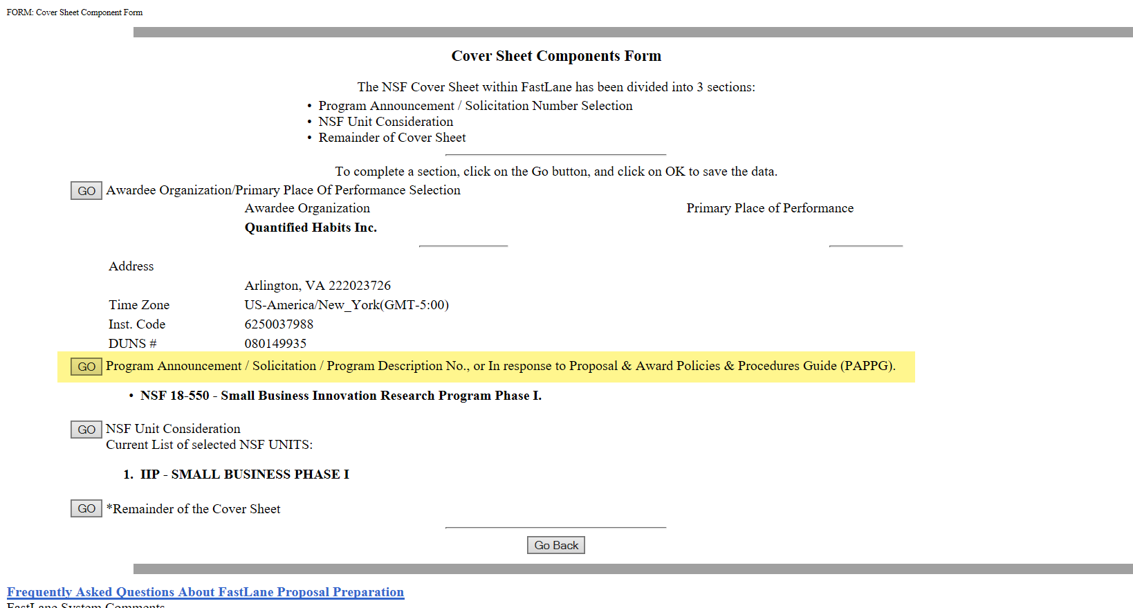 Form Preparation  NSF SBIR In Nsf Proposal Template