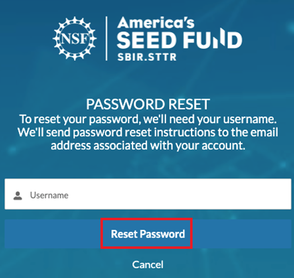Password reset box